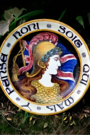 Rare Wedgwood Majolica Peace Charger – Painted Bust of Britannia, c.1919, Limited Edition 250