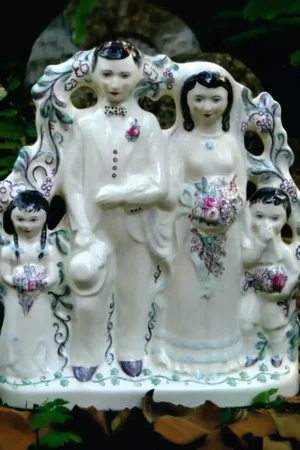 Rare Wedgwood Creamware Sculpture “Marriage of Ann and John” by Arnold Machin, 1941 – Museum Quality