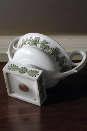 Wedgwood Krater Stoneware Vase – c.1820-1830, Light Green Relief Decoration, No Lid