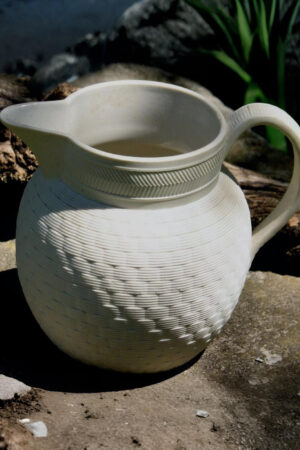 Wedgwood 19th Century White Stoneware Cream Jug – Translucent Basket Weave Design, Museum Quality