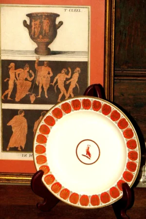 Rare Circa 1780 Wedgwood Small Encaustic Creamware Plate with Hand-Painted Family Armorial