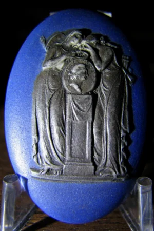 Rare Early 19th Century Wedgwood Dark Blue Dip Basalt Medallion – Death of Solomon Gessner Relief