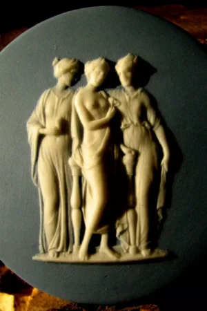 Rare 19th Century Wedgwood Light Blue Jasper Medallion – The Three Graces – Museum Quality