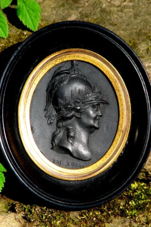 CATHERINE II WEDGWOOD XRARE 18 C BLACK BASALT MEDALLION BY MARIA FEDOROVNA 1789