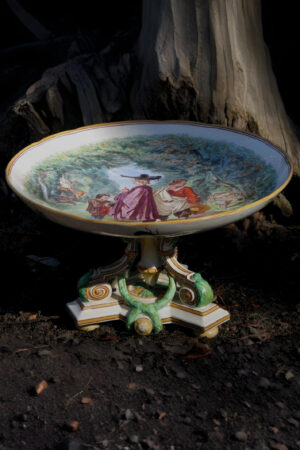 Hand-Painted Wedgwood Creamware Tazza – 19th Century, Signed, Antique (Read Condition)